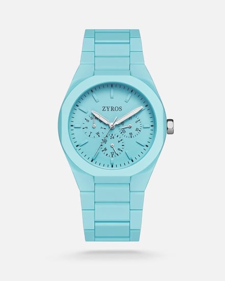 ‎ ساعة رجالية بسير من البولي كاربون بلون أزرق