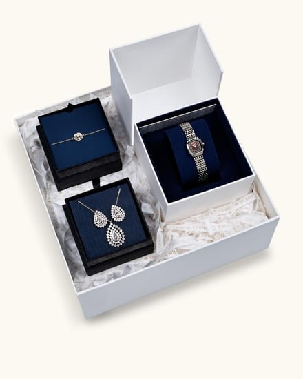 هدية نسائية مميزة ساعة وطقم زركون