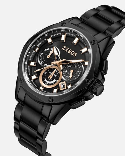 ساعة برق رجالية بسير من الستيل بلون أسود