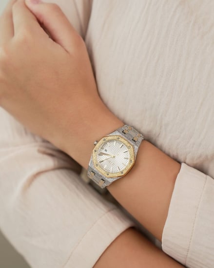 ساعة نسائية ستيل بلون ذهبي وفضي