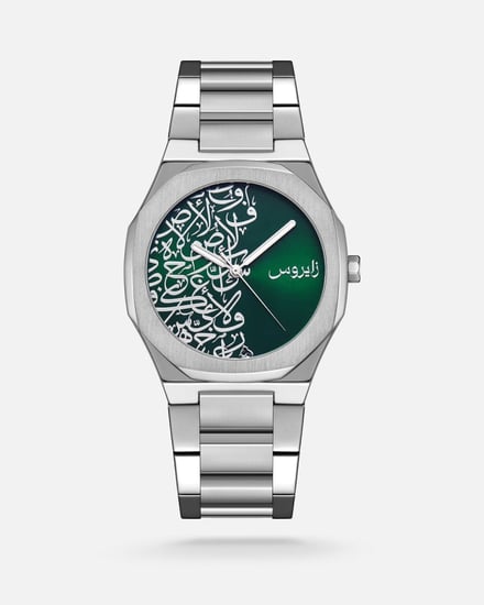ساعة رجاليه بسير ستيل باللون الفضي