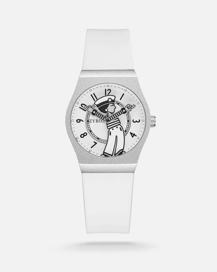 ساعة أطفال من الربل بلون أبيض