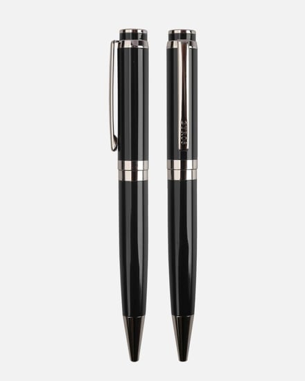 قلم رجالي كلاسيك بلون أسود وفضي