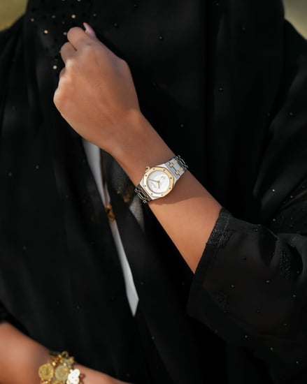 ساعة نسائية ستيل بلون فضي و ذهبي