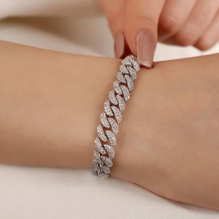 أسوارة جنزير بالزركون  فضي