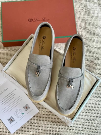 Loro Piana Summer Walk Suede Loafers – Grey