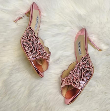 Aquazzura Crystal Scallop Mule Heels