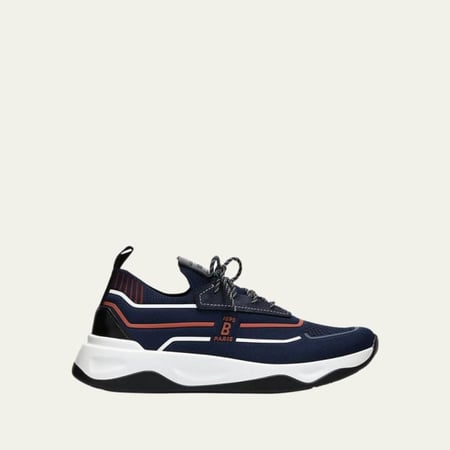 Shadow Knit And Leather Sneaker - Navy