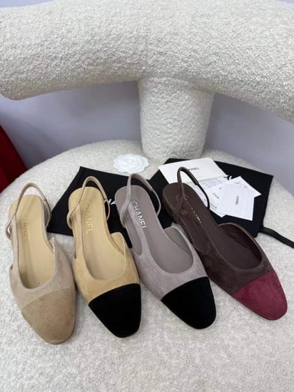 Chanel Slingback Suede Flats