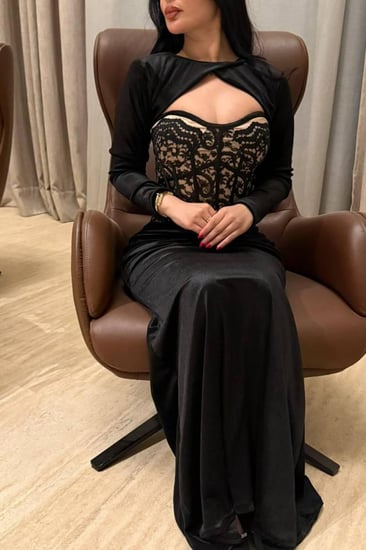 فستان سهرة شتوي اسود جذاب