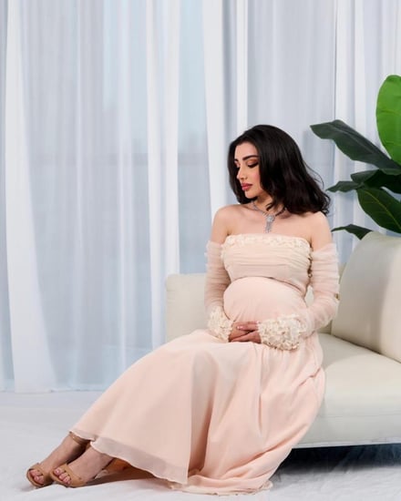 فستان حوامل سهرة فوشي بكسرات راقي