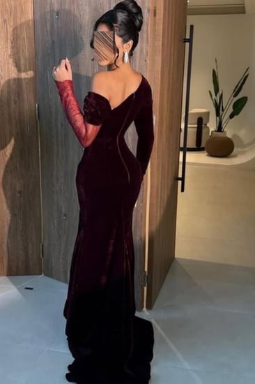 فستان سهرة مخمل أنيق شتوي