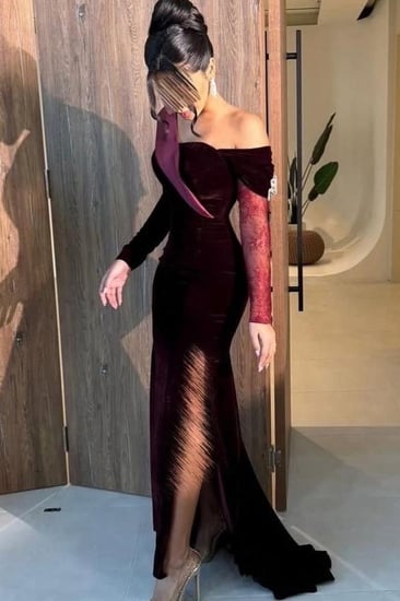 فستان سهرة مخمل أنيق شتوي