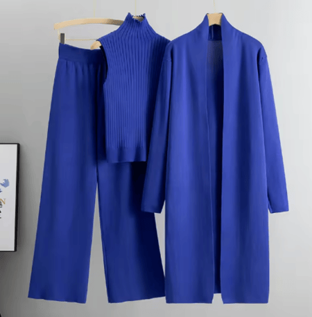 ربيع الخريف 3 قطعة المرأة سترة رياضية موضة محبوك مجموعة بناطيل رجالي السيدات سترة البدلة خمر موضة السيدات 3 قطعة مجموعة