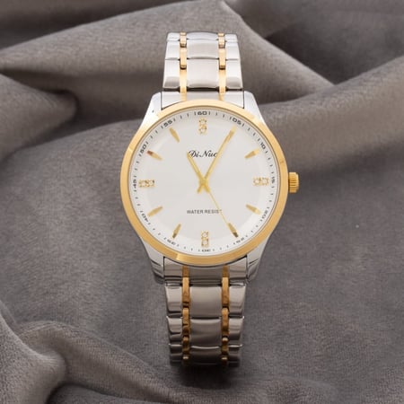 ساعة رجالية باللونين الفضي والذهبي