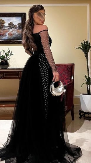 فستان سهره اسود تل فخم من متجر جوهره