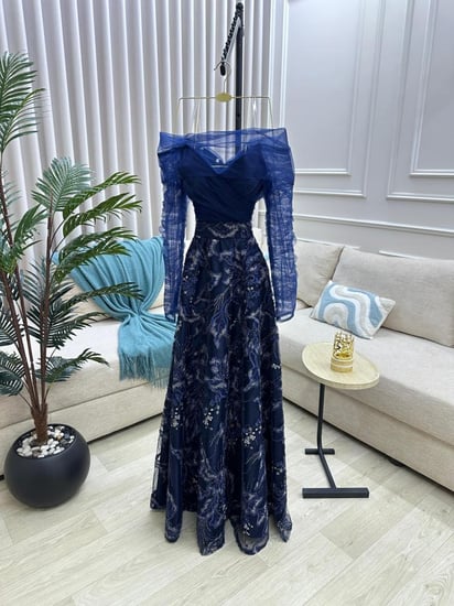 فستان سهره اللون كحلي الخـامة قماش سهره تل من متجر جوهره DN