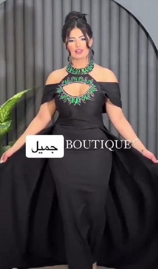 فستان فخم اللون  اسود فخم الخامه تفته  من متجر جوهره