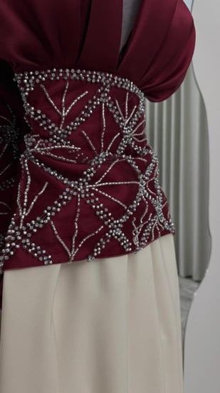 فستان سهره اللون اسود على بيج تطريز يدري من متجر جوهره FD  MN  TR FR