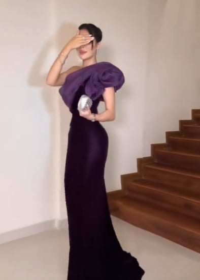 فستان سهره اللون   ليلكي مخمل كوري من متجر جوهره  MN