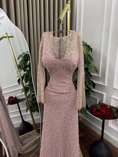 فستان سهره اللون لحمي   من متجر جوهره MN