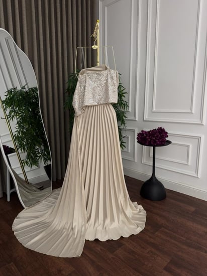 فستان حامل انيق خامه حرير و ترتر من متجر جوهره  LF MN - AT  D