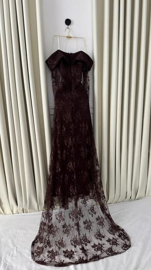 فستان سهره اللون بني  دانتيل من متجر جوهره MN