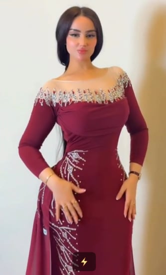 فستان سهره  اللون برغندي   كريستال مع شيفون تطريز يدوري راقي الاصلي   من متجر جوهره BS