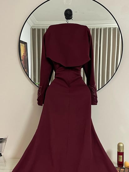 فستان سهره اللون عودي ورد وباربي من متجر جوهره MN