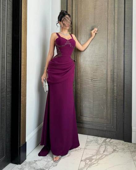 فستان سهره اللون  عنابي غامق   باربي   بطانه   من متجر جوهره QN  AR