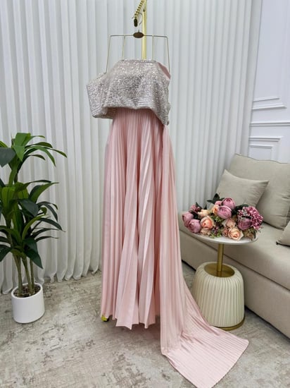 فستان حامل انيق خامه حرير و ترتر من متجر جوهره  LF MN - AT  D