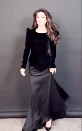 فستان سهره اللون اسود جوخ  معئ تفته استرتش   من متجر جوهره AR
