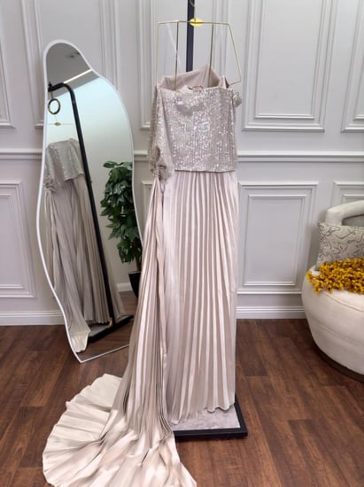 فستان حامل انيق خامه حرير و ترتر من متجر جوهره  LF MN - AT  D