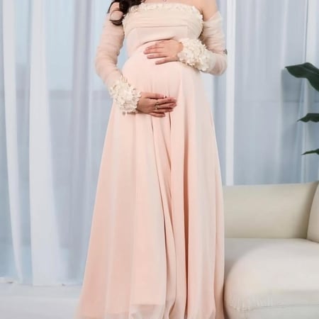 فستان مشمشي للحامل