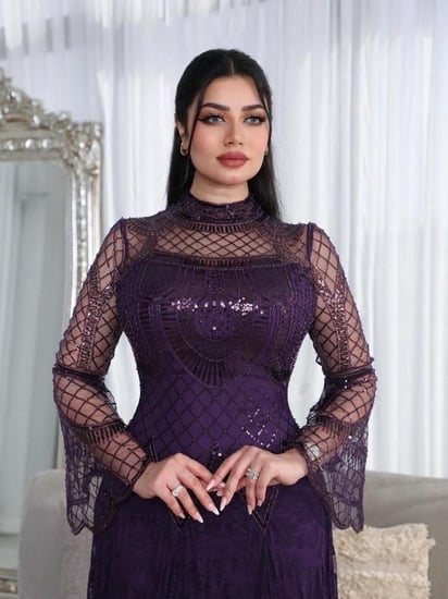 فستان سهره   خامه دانتيل وخرز شغل يد  من  متجر جوهره MN