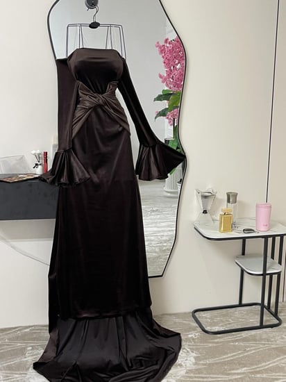 فستان سهره  اللون عنابي و كحلي و بني  خامه جوخ و مخمل من متجر جوهره MN D JO