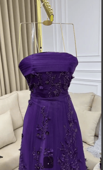 فستان سهره اللون بنفسجي القماش شيفون مطرز من متجر جوهره AR