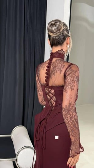 فستان سهره اللون اسود خامه باربي دانتيل كوري  بطانه من متجر حوهره QN