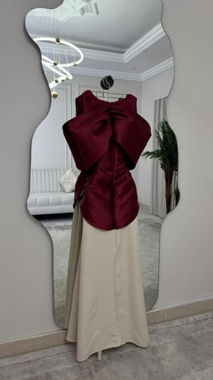 فستان سهره اللون اسود على بيج تطريز يدري من متجر جوهره FD  MN  TR FR