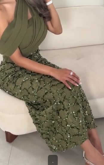 فستان سهره  اللون زيتي  باربي  كلفه شكمن متجر جوهره    BS  FR AN