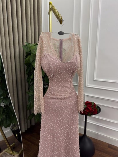 فستان سهره اللون لحمي   من متجر جوهره MN