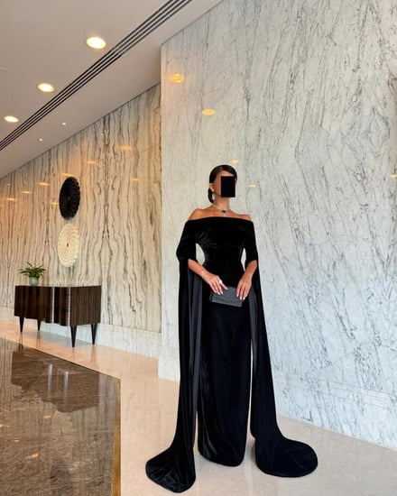 فستان سهره اللون كحلي و اسود و عنابي الخامه مخمل من متجر جوهره LF  LS