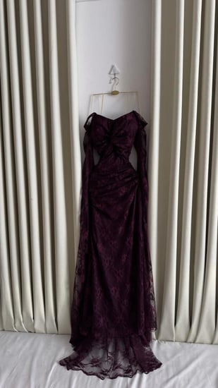 فستان سهره  اللون   بنفسجي  و اتركواز خامه دانتيل من متجر جوهره MN