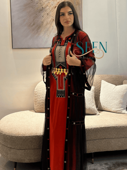 جلابية عسيرية لون أحمر