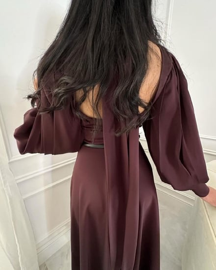 فساتين سهرة - فساتين نسائية - فستان عنابي غامق