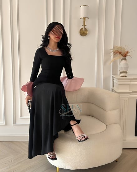 فستان اسود ساده - فستان اسود رسمي - فستان سهرة اسود