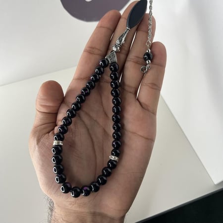 مسباح كوارتز  (أسود لماع بفص أزرق)