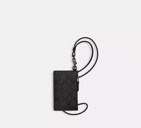 Coach Zip Lanyard Card Case In Signature Canvas