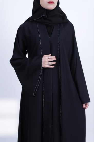 عبايه نص كلوش بتطريز لؤلؤي