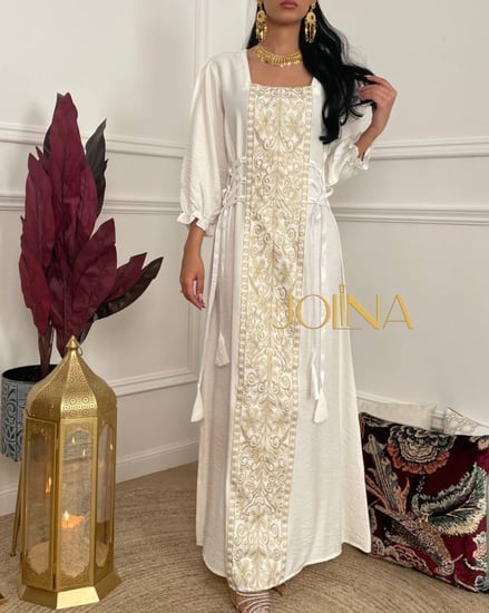 جلابية ذهبيه مطرزة